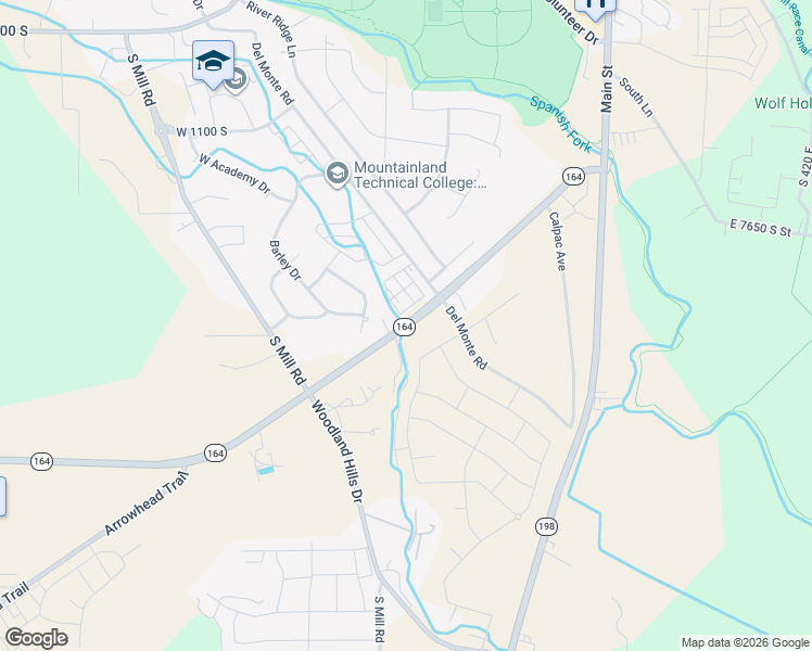 map of restaurants, bars, coffee shops, grocery stores, and more near Arrowhead Trail in Spanish Fork