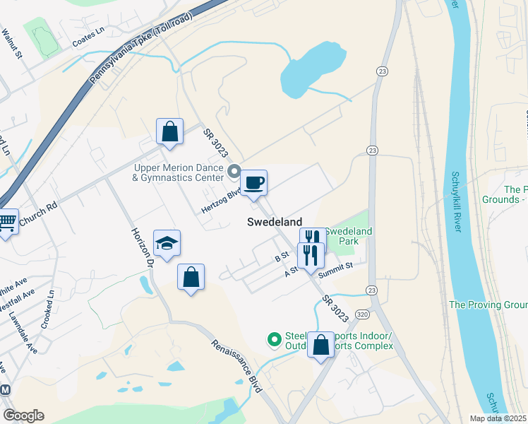 map of restaurants, bars, coffee shops, grocery stores, and more near 555 Flint Hill Road in King of Prussia