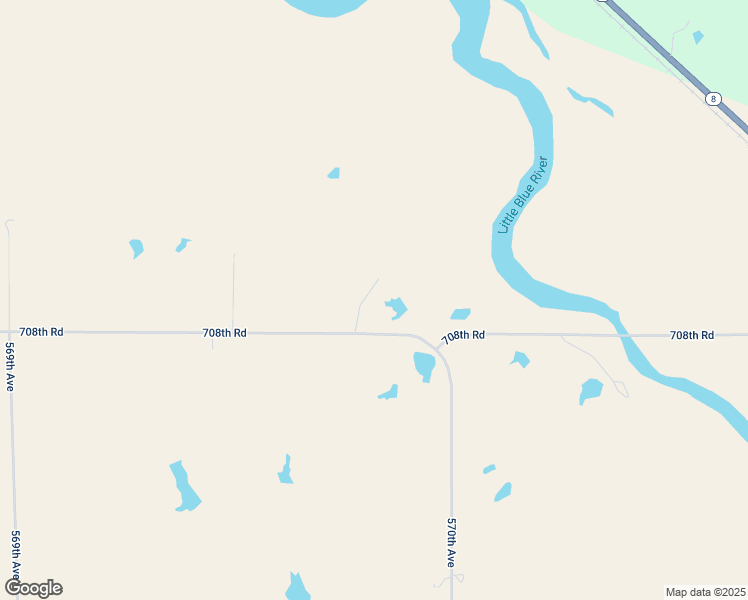 map of restaurants, bars, coffee shops, grocery stores, and more near 56945 708th Road in Fairbury