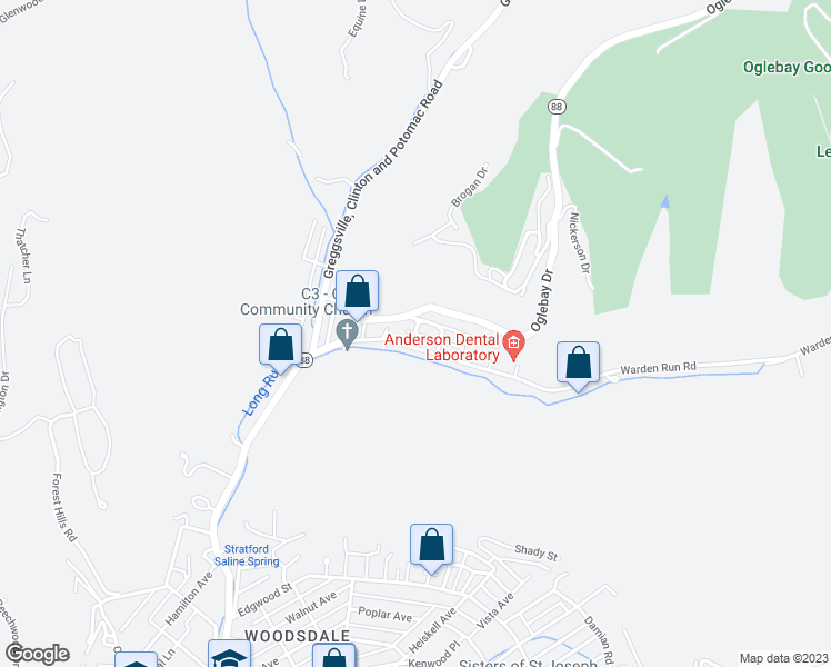 map of restaurants, bars, coffee shops, grocery stores, and more near 4 Babel Street in Wheeling