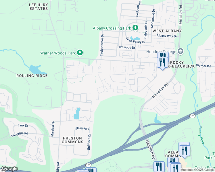map of restaurants, bars, coffee shops, grocery stores, and more near 5350 Lynmouth Drive in Westerville