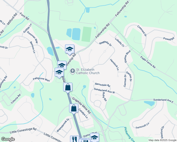 map of restaurants, bars, coffee shops, grocery stores, and more near 126 Magnolia Drive in Chester Springs