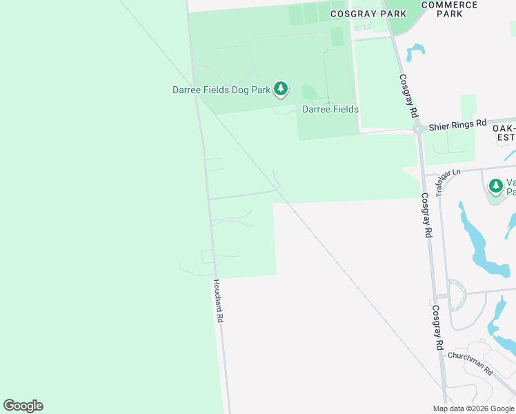 map of restaurants, bars, coffee shops, grocery stores, and more near 5846 Houchard Road in Dublin
