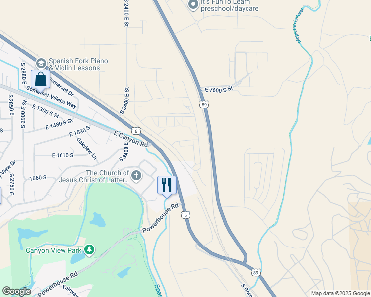 map of restaurants, bars, coffee shops, grocery stores, and more near 3698 East 1520 South in Spanish Fork