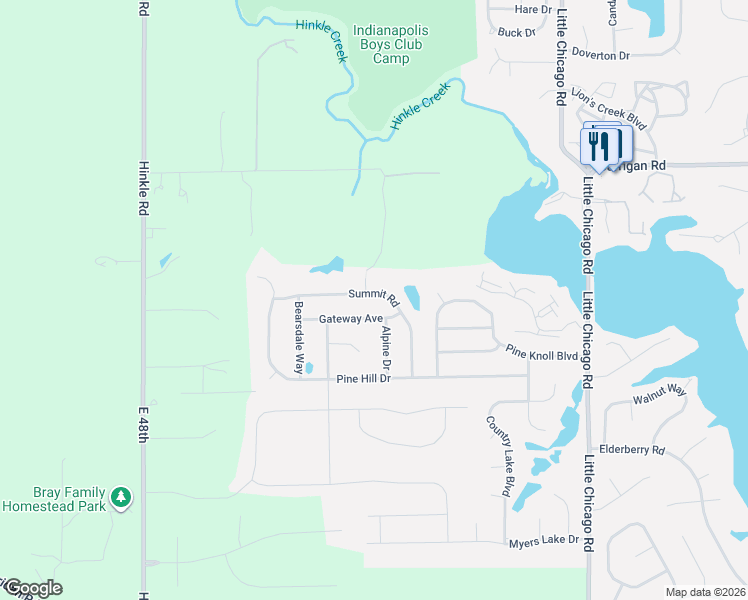 map of restaurants, bars, coffee shops, grocery stores, and more near 20838 Summit Road in Noblesville