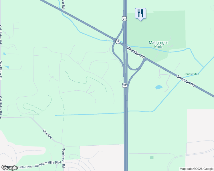 map of restaurants, bars, coffee shops, grocery stores, and more near 20820 Lindley Farm Road in Westfield