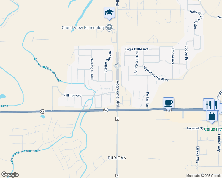 map of restaurants, bars, coffee shops, grocery stores, and more near 2909 Saratoga Trail in Erie