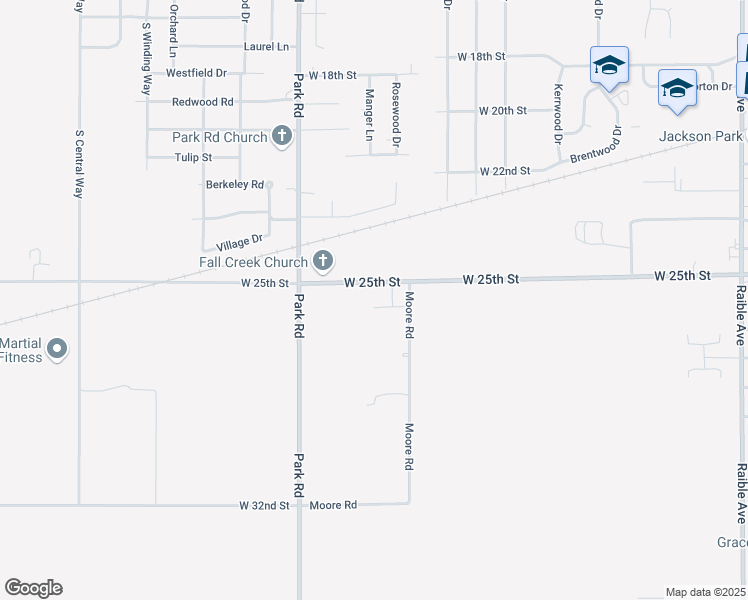 map of restaurants, bars, coffee shops, grocery stores, and more near 3205 West 25th Street in Anderson