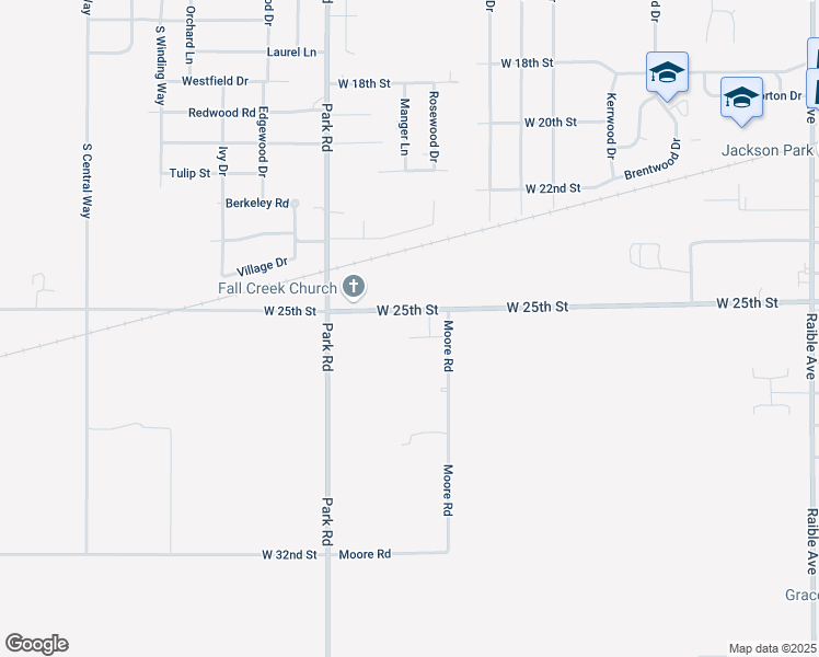 map of restaurants, bars, coffee shops, grocery stores, and more near 3205 West 25th Street in Anderson