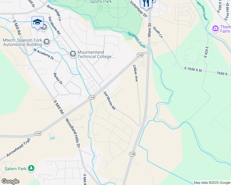 map of restaurants, bars, coffee shops, grocery stores, and more near 286 West Hillcrest Drive in Spanish Fork