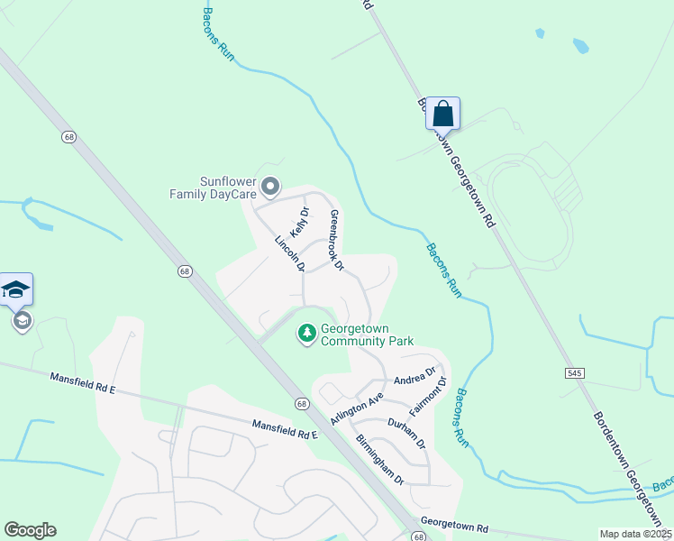 map of restaurants, bars, coffee shops, grocery stores, and more near 36 Greenbrook Drive in Mansfield