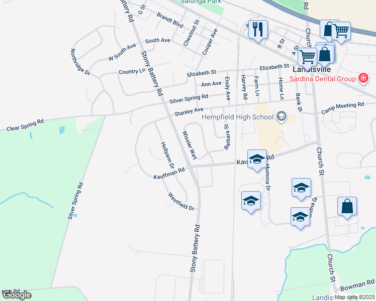 map of restaurants, bars, coffee shops, grocery stores, and more near 317 Wissler Way in Landisville