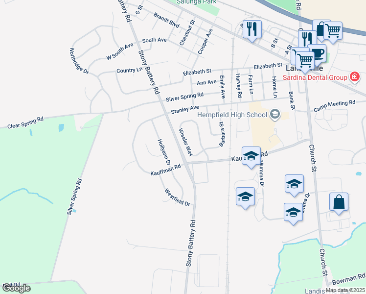 map of restaurants, bars, coffee shops, grocery stores, and more near 317 Wissler Way in Landisville
