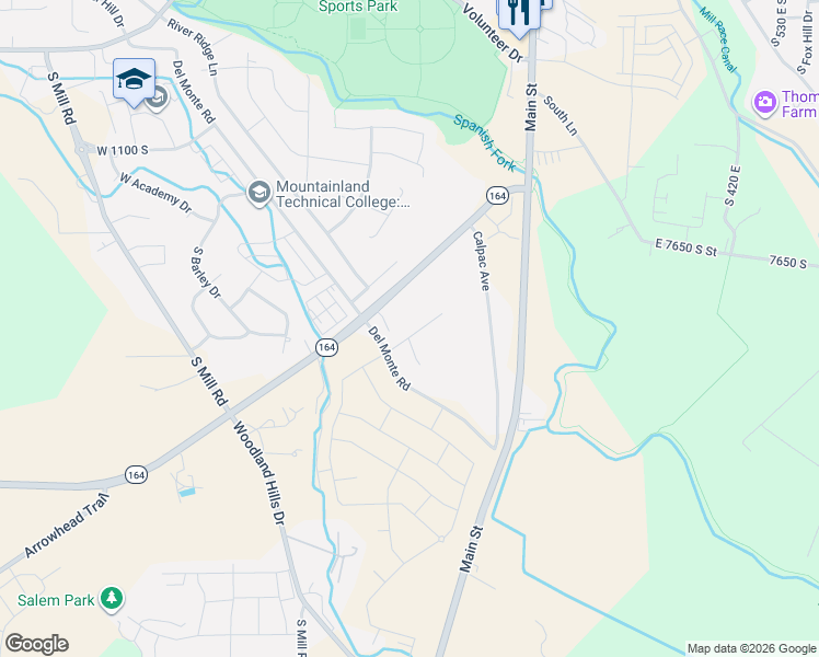 map of restaurants, bars, coffee shops, grocery stores, and more near 286 West Hillcrest Drive in Spanish Fork