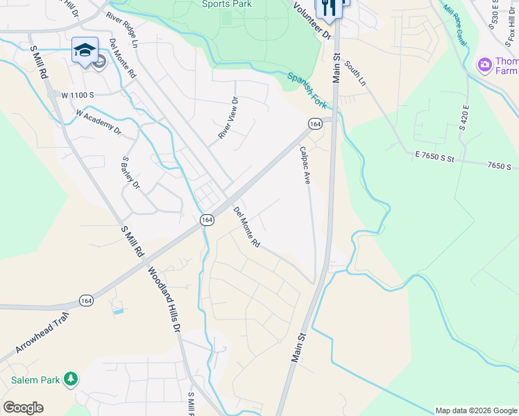 map of restaurants, bars, coffee shops, grocery stores, and more near 275 Arrowhead Trail in Spanish Fork