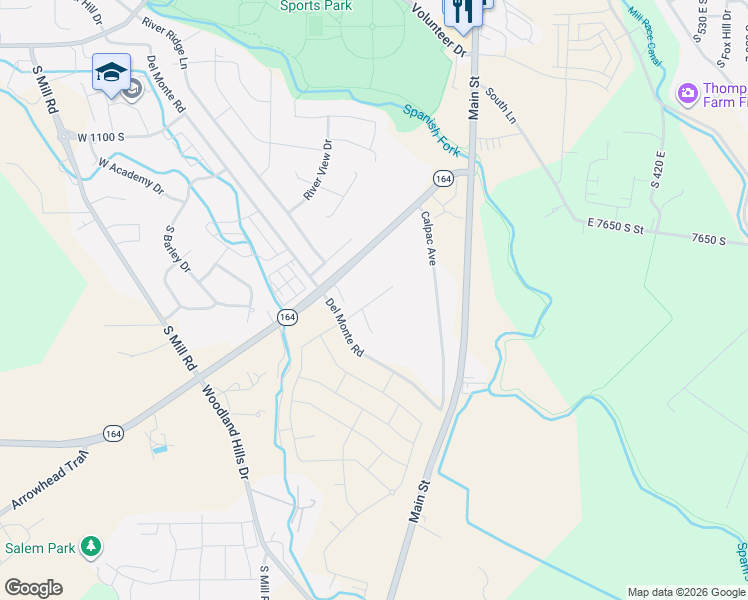 map of restaurants, bars, coffee shops, grocery stores, and more near 275 Arrowhead Trail in Spanish Fork