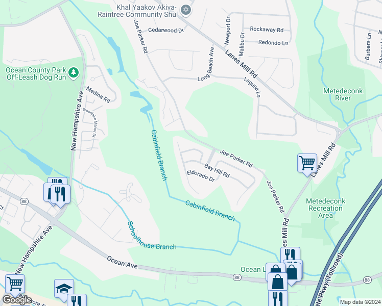 map of restaurants, bars, coffee shops, grocery stores, and more near 9 La Quinta Lane in Lakewood