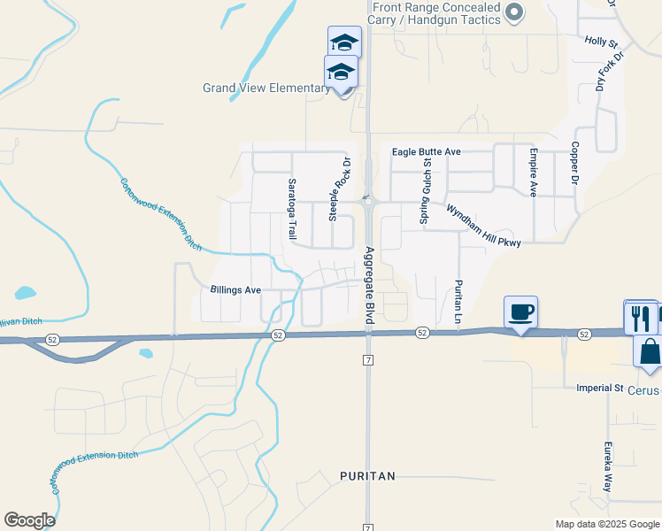 map of restaurants, bars, coffee shops, grocery stores, and more near 2909 Saratoga Trail in Erie