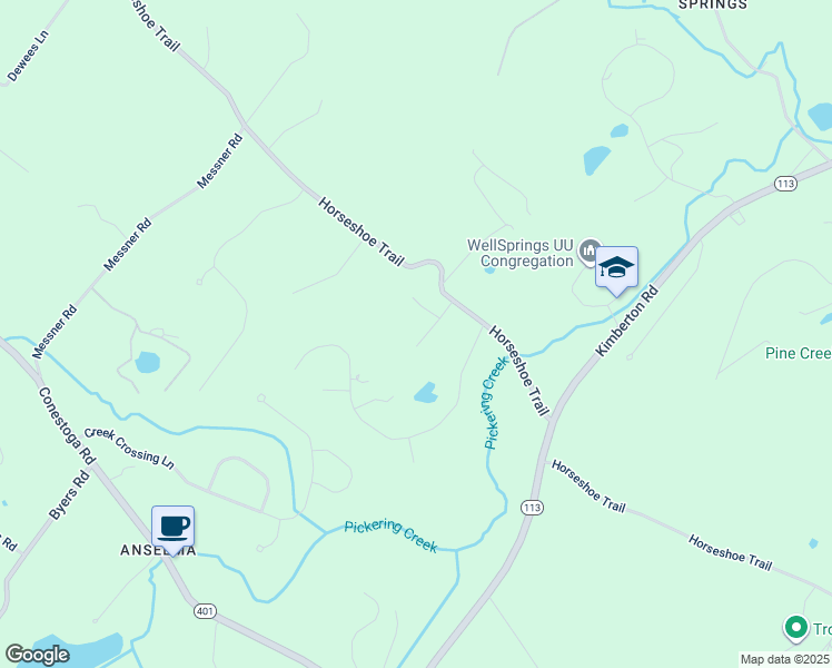 map of restaurants, bars, coffee shops, grocery stores, and more near 1704 Horseshoe Trail in Chester Springs