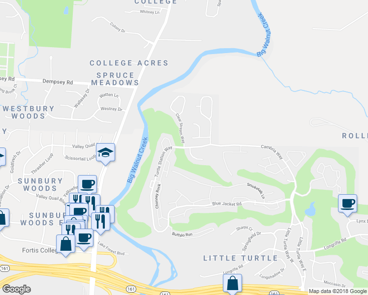 map of restaurants, bars, coffee shops, grocery stores, and more near 3260 Clear Stream Way in Westerville