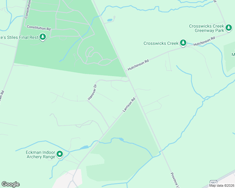 map of restaurants, bars, coffee shops, grocery stores, and more near 5 Hanover Court in Wrightstown