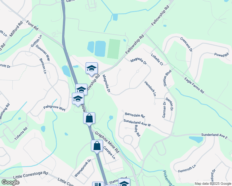 map of restaurants, bars, coffee shops, grocery stores, and more near 125 Magnolia Drive in Chester Springs