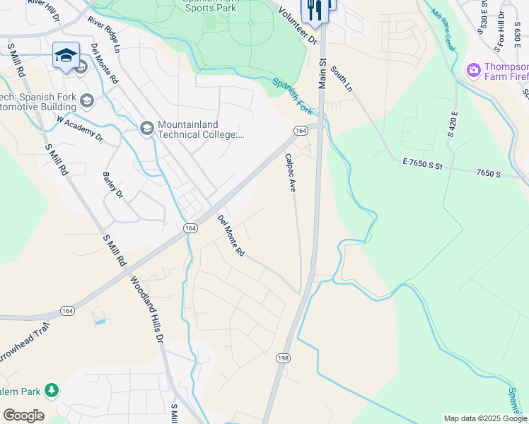 map of restaurants, bars, coffee shops, grocery stores, and more near 7650 Calpac Avenue in Spanish Fork