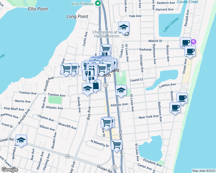 map of restaurants, bars, coffee shops, grocery stores, and more near 508 Laurel Avenue in Point Pleasant Beach