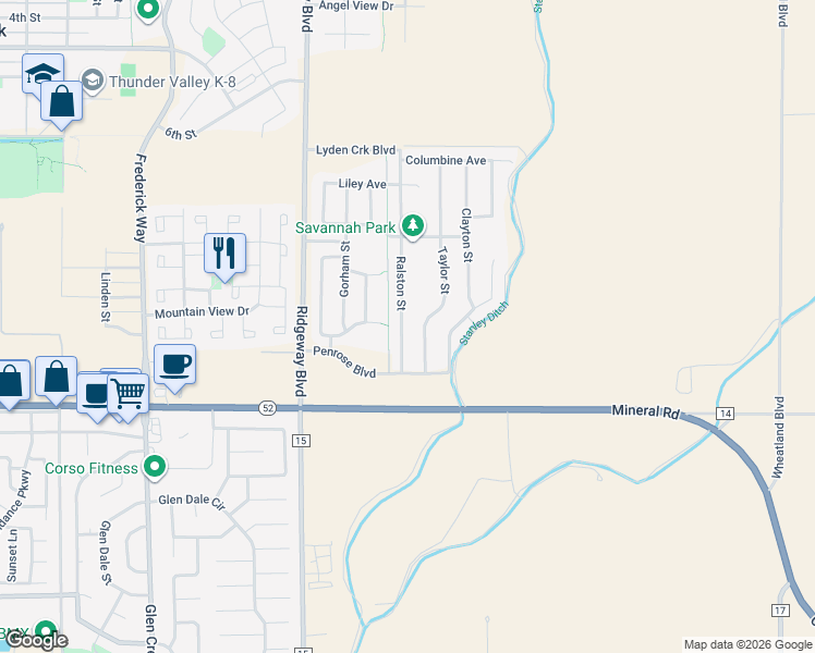 map of restaurants, bars, coffee shops, grocery stores, and more near 6144 Ralston Street in Frederick