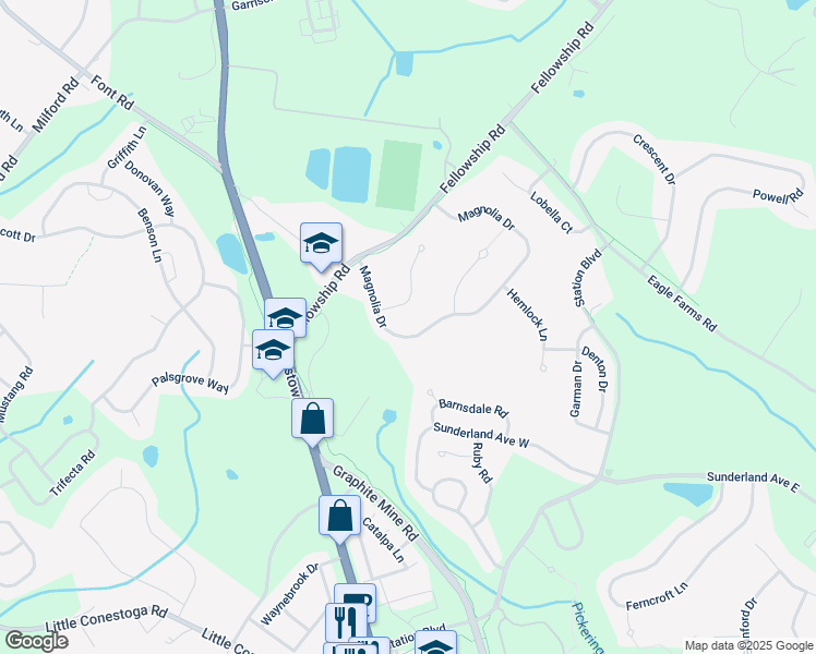 map of restaurants, bars, coffee shops, grocery stores, and more near 125 Magnolia Drive in Chester Springs