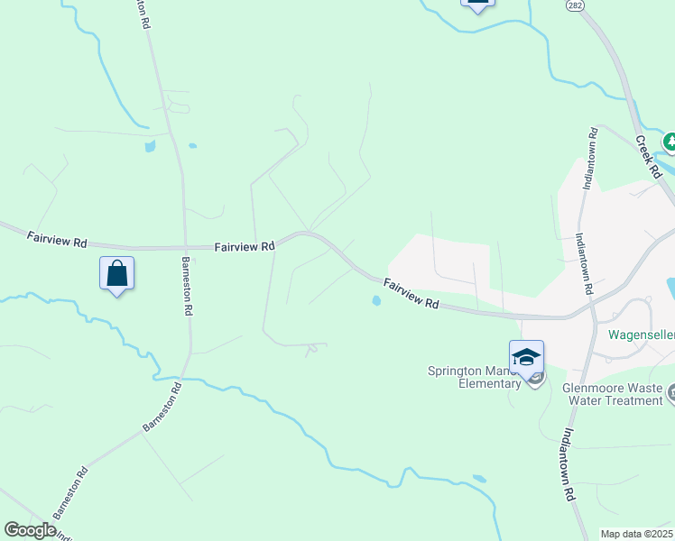 map of restaurants, bars, coffee shops, grocery stores, and more near 300 Fairview Road in Glenmoore