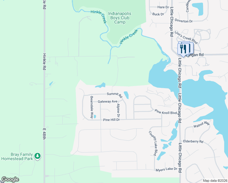 map of restaurants, bars, coffee shops, grocery stores, and more near 20838 Summit Road in Noblesville