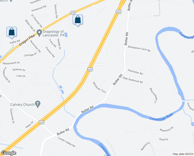 map of restaurants, bars, coffee shops, grocery stores, and more near 161 Windover Turn in Lancaster