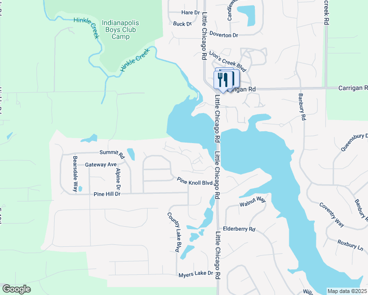 map of restaurants, bars, coffee shops, grocery stores, and more near 201 Bluff Circle in Noblesville