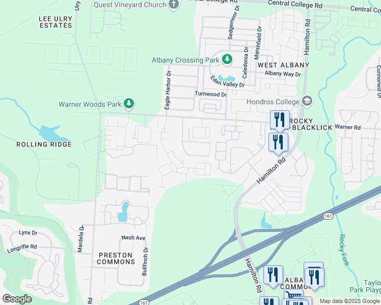 map of restaurants, bars, coffee shops, grocery stores, and more near 5358 Amity Moor Road in Westerville