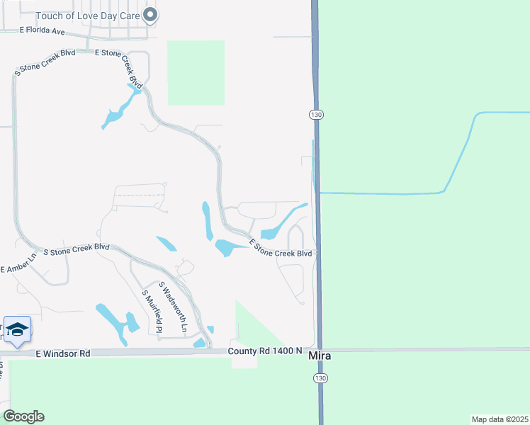 map of restaurants, bars, coffee shops, grocery stores, and more near 3026 East Stillwater Landing in Urbana