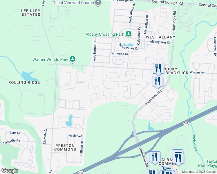 map of restaurants, bars, coffee shops, grocery stores, and more near 5358 Amity Moor Road in Westerville
