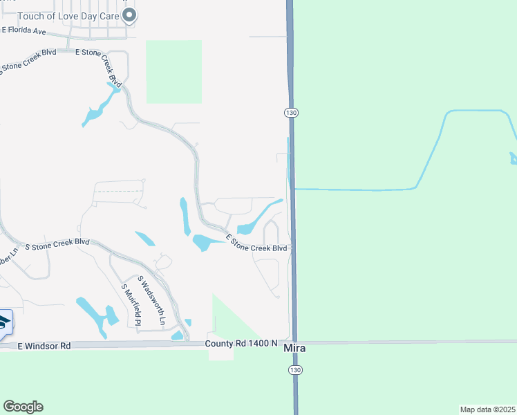 map of restaurants, bars, coffee shops, grocery stores, and more near 3047 East Stillwater Landing in Urbana