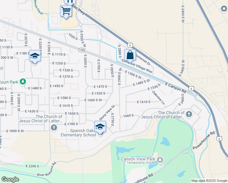 map of restaurants, bars, coffee shops, grocery stores, and more near 1503 South Spanish Ridge Road in Spanish Fork