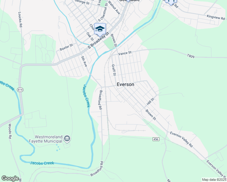 map of restaurants, bars, coffee shops, grocery stores, and more near 118 Pennsylvania Avenue in Everson
