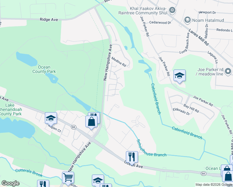 map of restaurants, bars, coffee shops, grocery stores, and more near 410 Woodlake Manor Drive in Lakewood