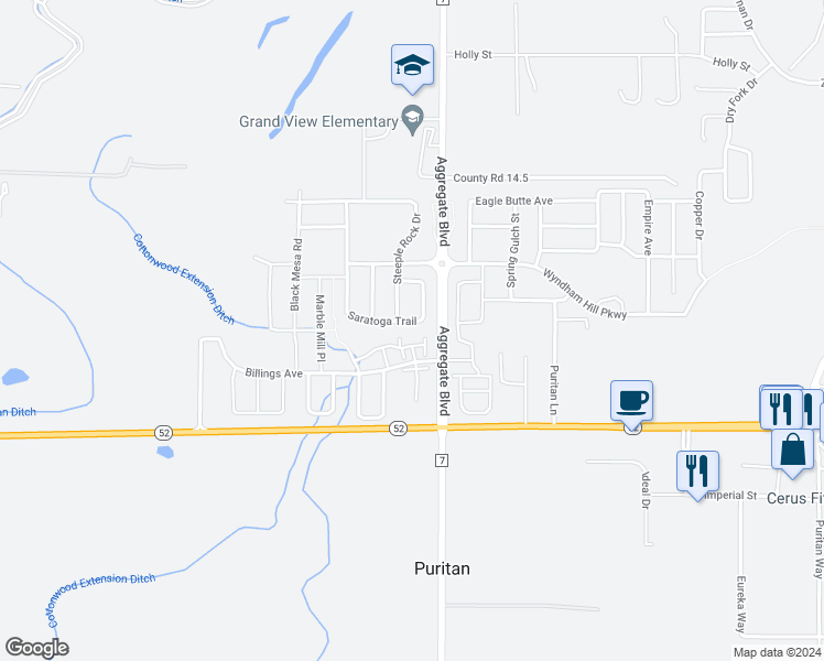 map of restaurants, bars, coffee shops, grocery stores, and more near 2909 Saratoga Trail in Erie