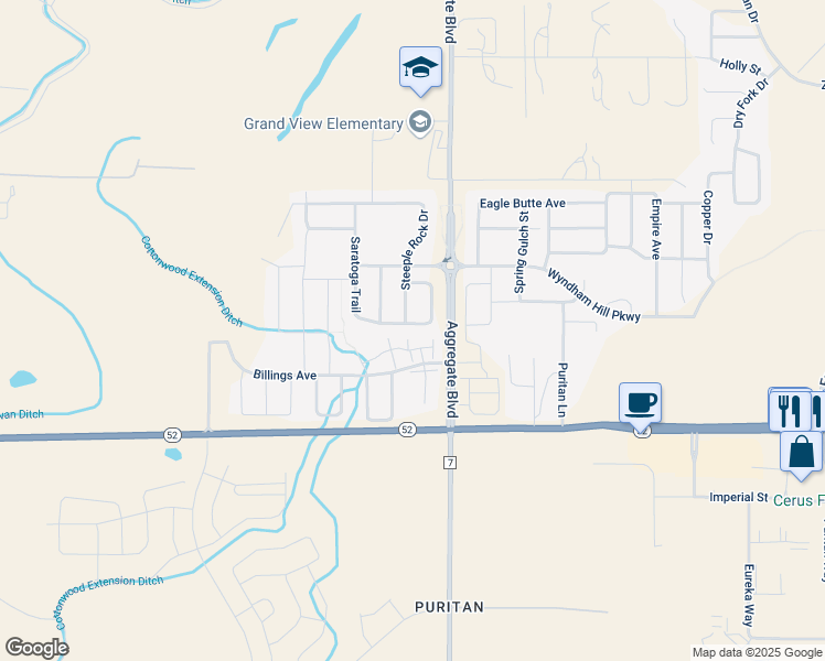 map of restaurants, bars, coffee shops, grocery stores, and more near 2905 Saratoga Trail in Erie