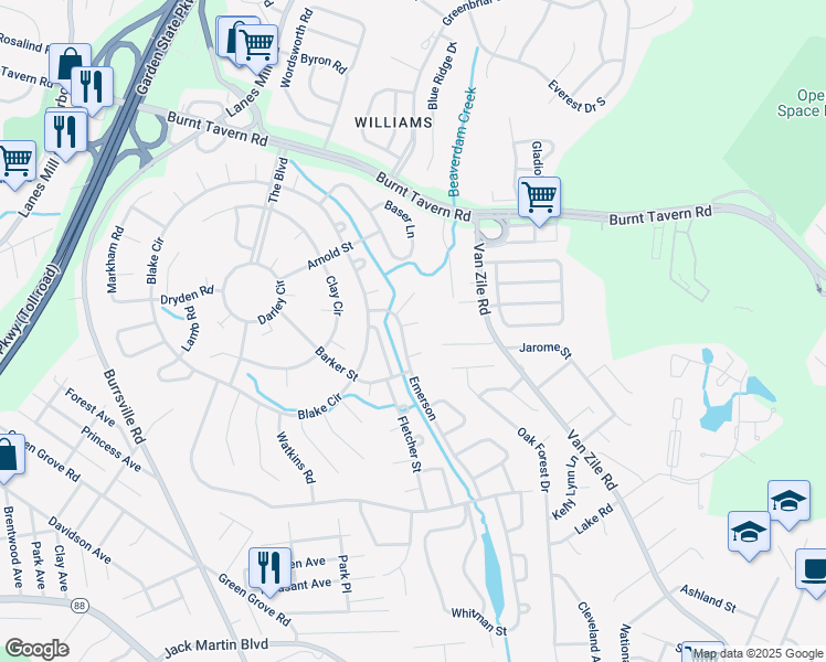 map of restaurants, bars, coffee shops, grocery stores, and more near 4 Hanley Court in Brick Township