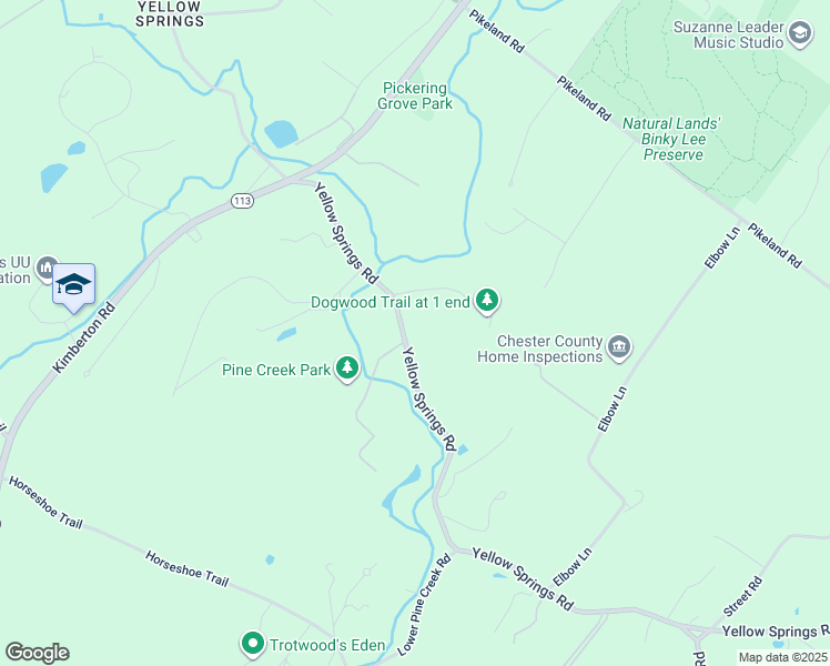 map of restaurants, bars, coffee shops, grocery stores, and more near 1489 Yellow Springs Road in Chester Springs