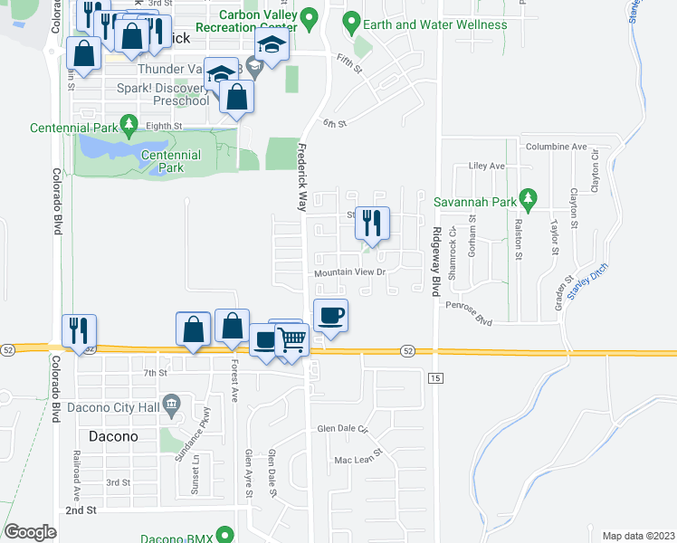 map of restaurants, bars, coffee shops, grocery stores, and more near 7840 Mountain View Drive in Frederick