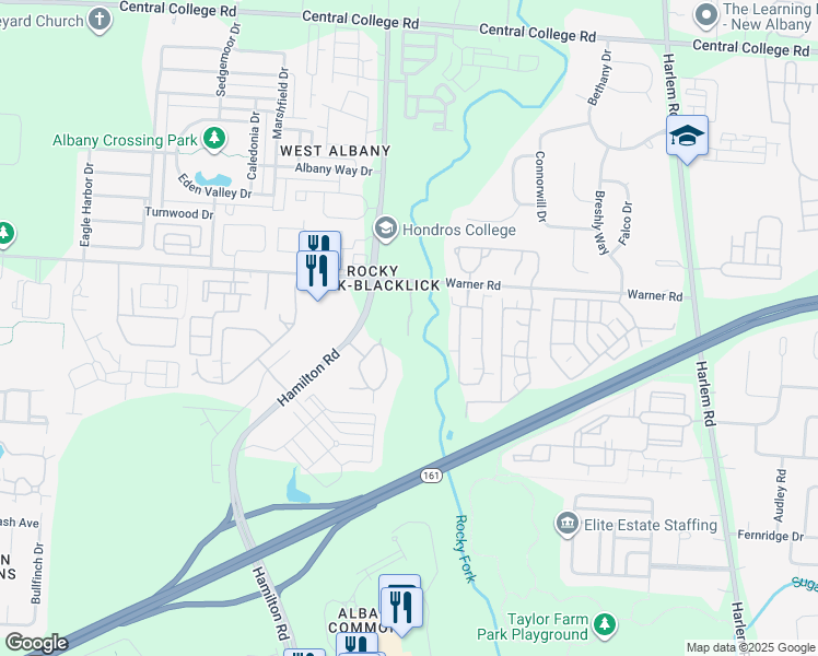map of restaurants, bars, coffee shops, grocery stores, and more near 5354 Bridwell Lane in Columbus