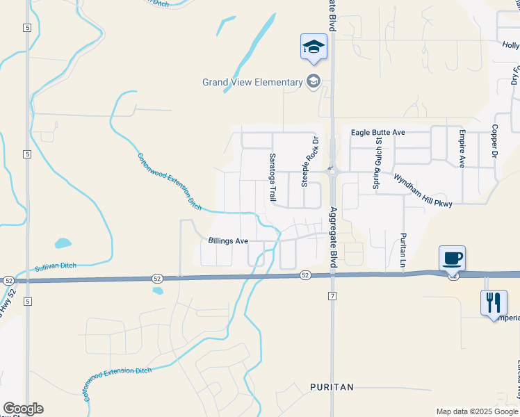 map of restaurants, bars, coffee shops, grocery stores, and more near 2801 Saratoga Trail in Frederick