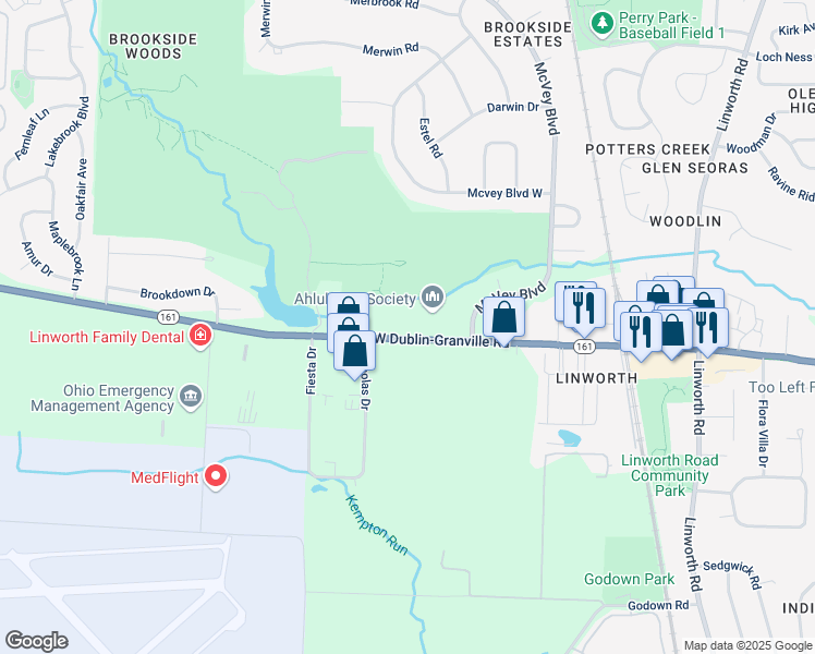 map of restaurants, bars, coffee shops, grocery stores, and more near 2650 West Dublin-Granville Road in Columbus