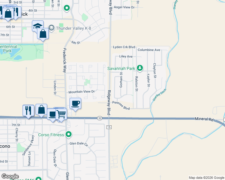 map of restaurants, bars, coffee shops, grocery stores, and more near 6134 Shamrock Circle in Frederick